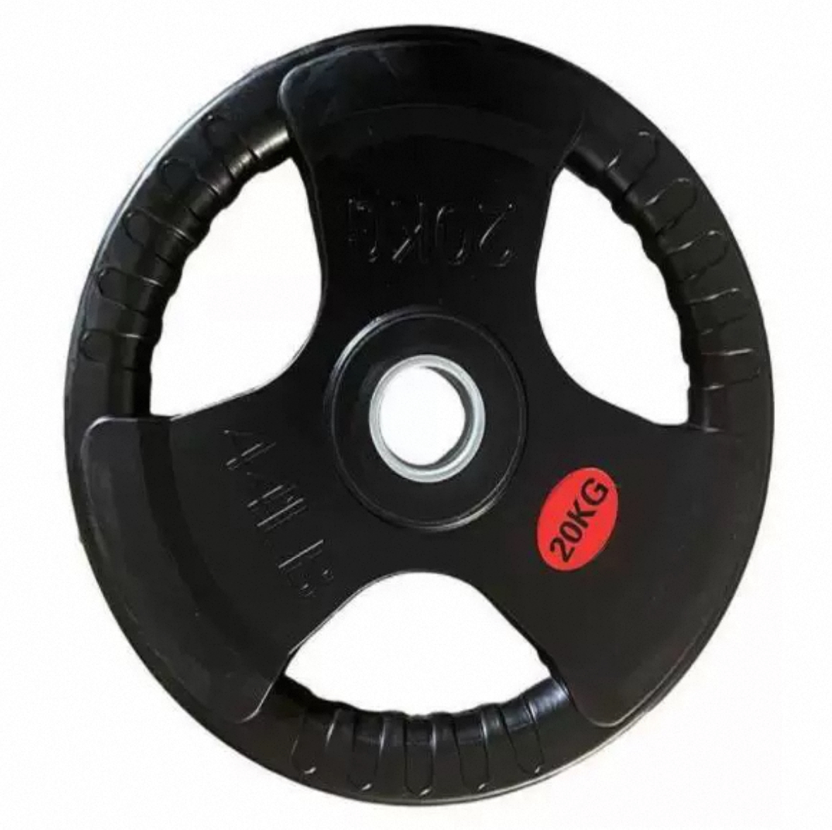 Old-style three-hole barbell plates